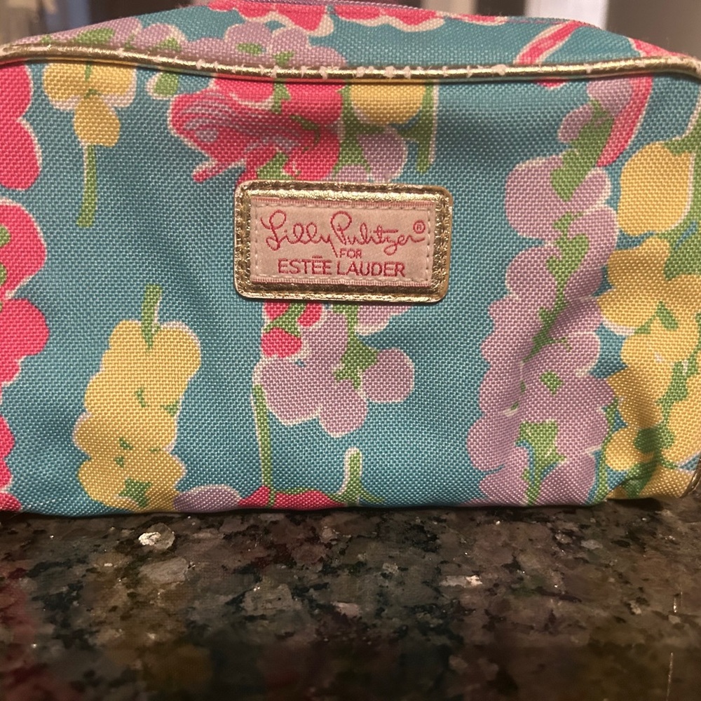 Lilly Pulitzer Floral Cosmetic Bag - Blue, Pink, Yellow